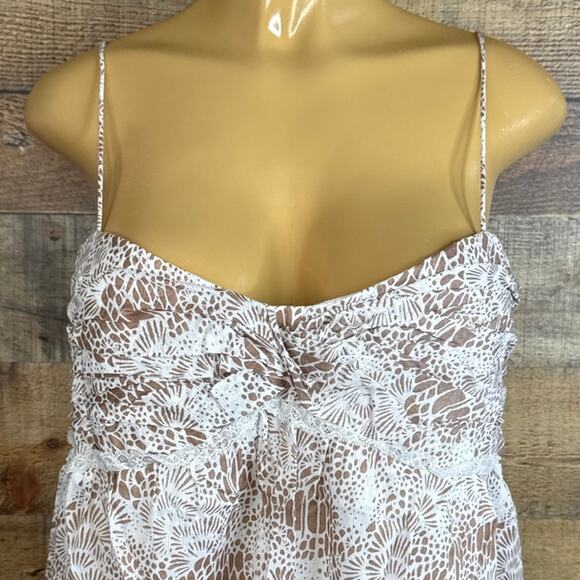 Ann Taylor LOFT Brown White Spaghetti Strap Dress Size 8 - Picture 2 of 12